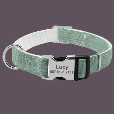 Personalized Dog Collar with Engraved ID Tag - Adjustable Nylon Custom Collar - Pets Personalized