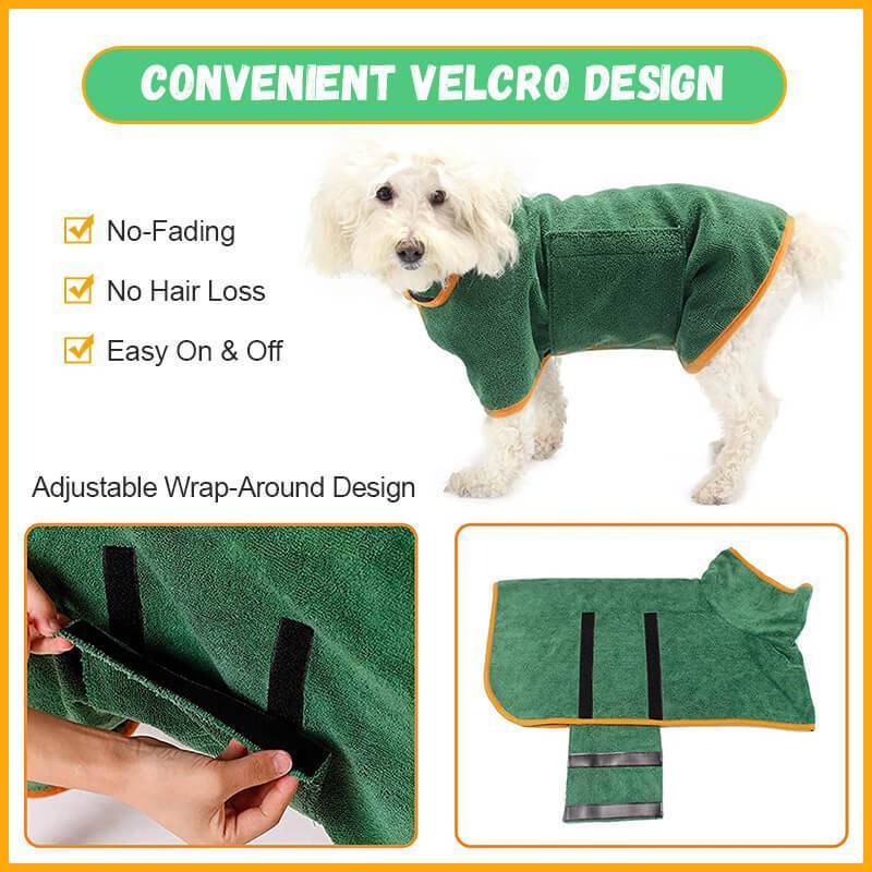 Super Absorbent Dog Bathrobe – Quick-Dry Microfiber with Adjustable Fit