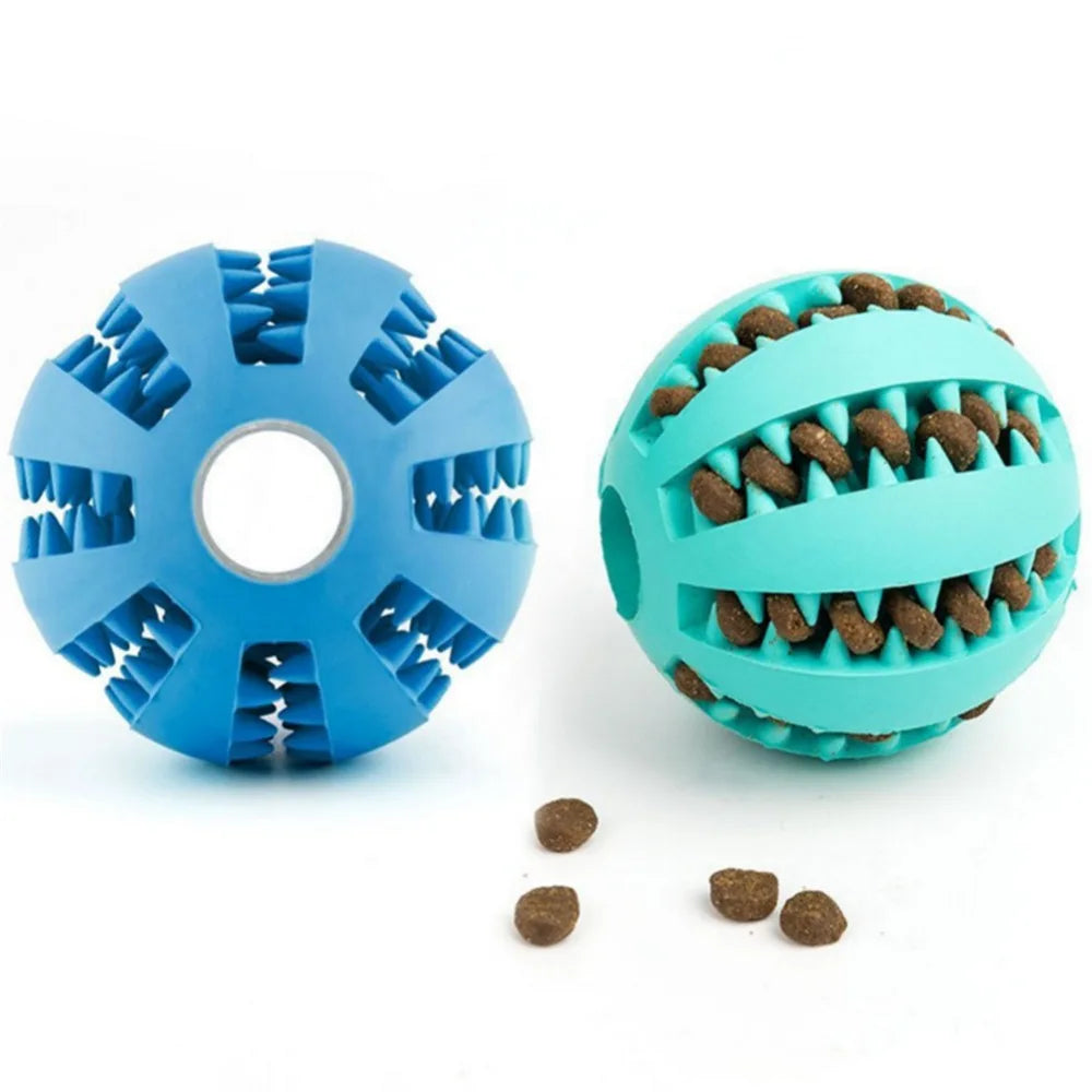 Interactive Dog Chew Toy - Treat Feeder & Tooth Cleaning Rubber Ball - Pets Personalized