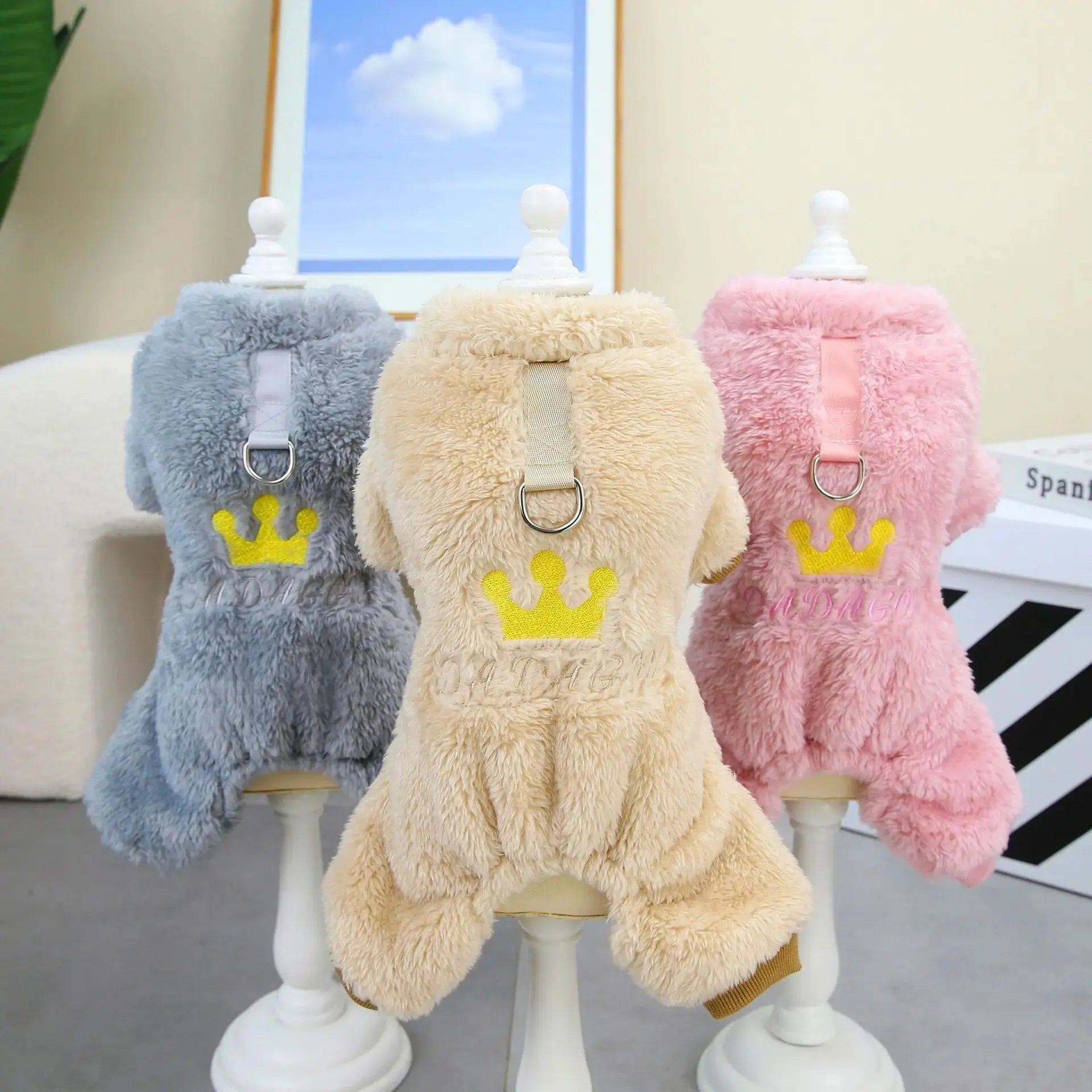 Soft Fleece Dog Jumpsuit with Crown Design - Pets Personalized