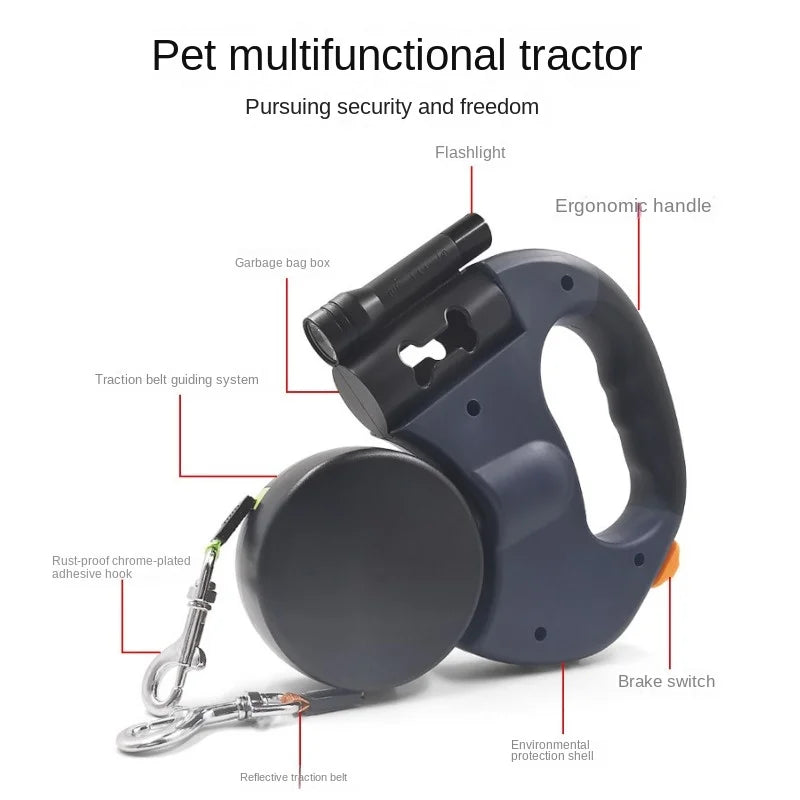 Retractable Dual Dog Leash with Light - Pets Personalized