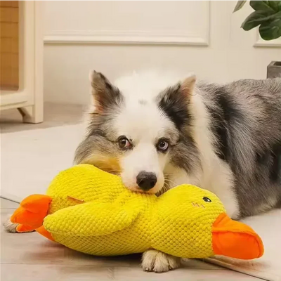 Calming Duck Plush Squeaky Chew Toy - Pets Personalized