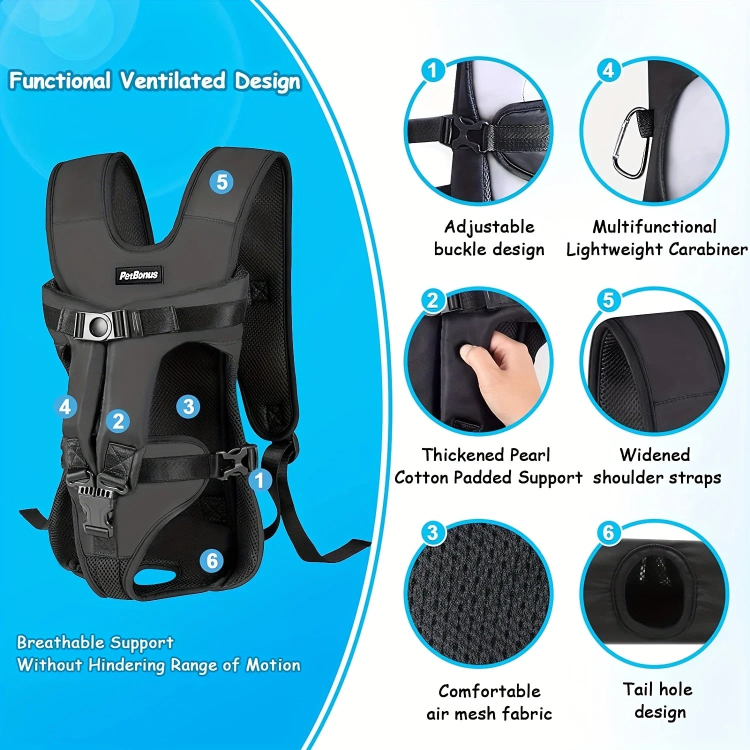 Hands-Free Adjustable Pet Carrier Backpack - Pets Personalized