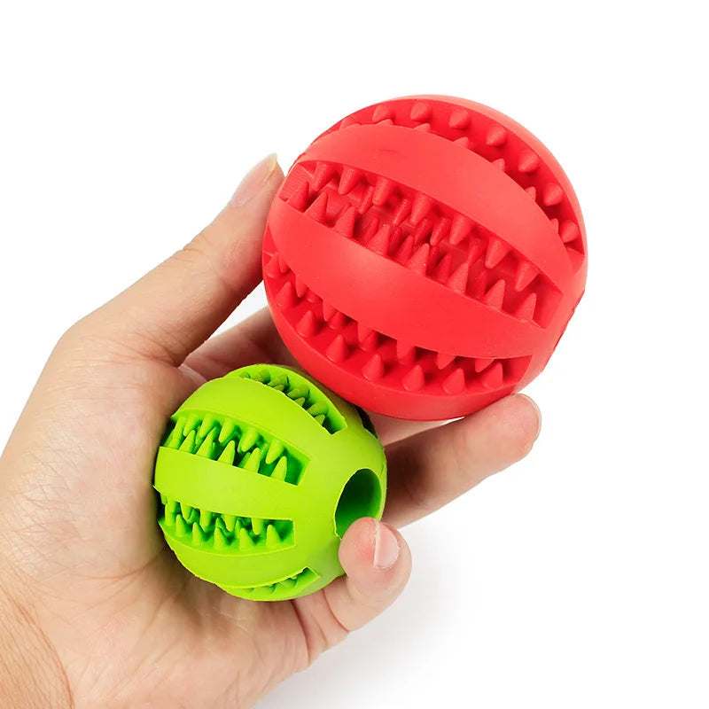 Interactive Dog Chew Toy - Treat Feeder & Tooth Cleaning Rubber Ball - Pets Personalized