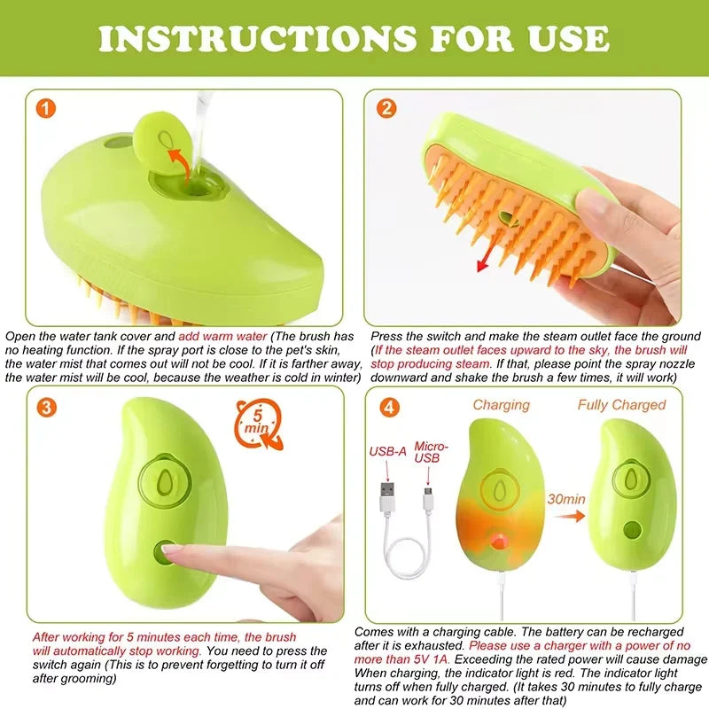 Pet Hair Removal Massage Comb with Spray Function - Pets Personalized