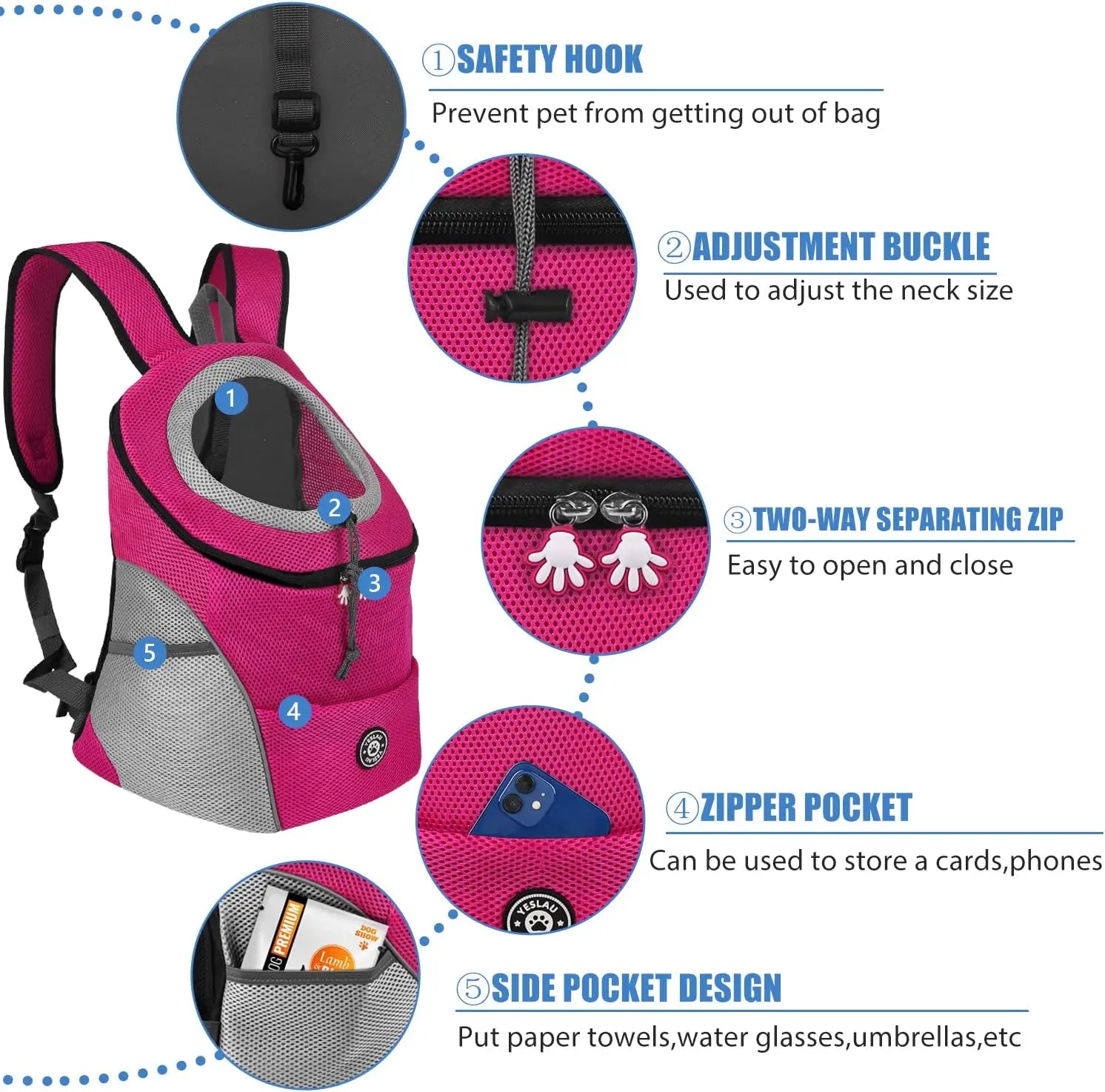 Breathable Mesh Pet Carrier Backpack for Small Dogs & Cats - Pets Personalized