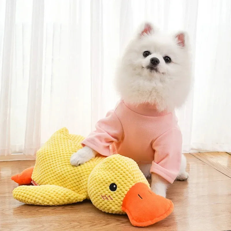 Calming Duck Plush Squeaky Chew Toy - Pets Personalized