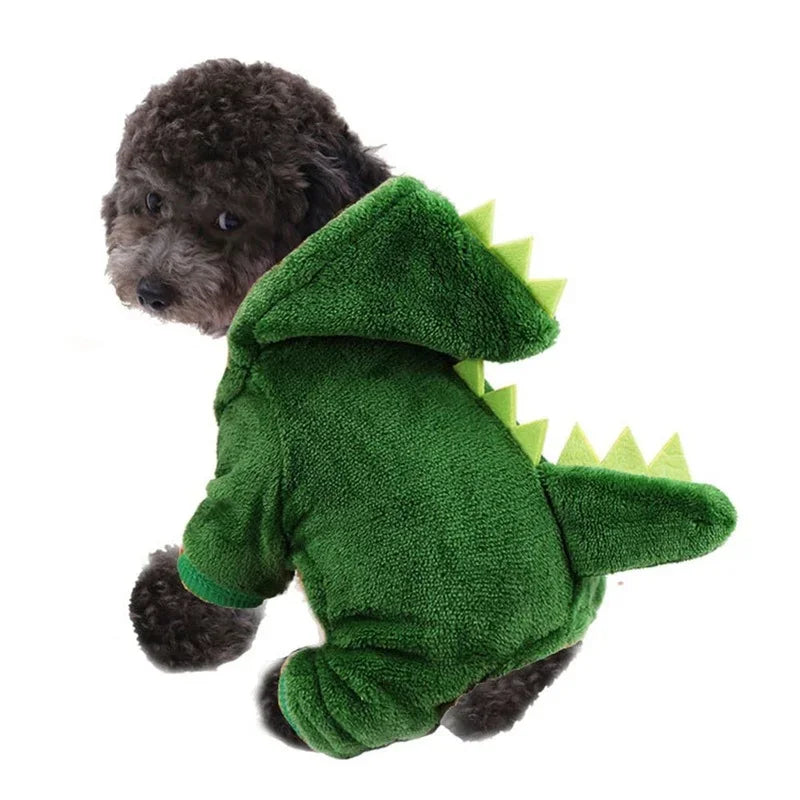 Dinosaur Cosplay Pet Hoodie – Warm Fleece Costume for Cats & Small Dogs - Pets Personalized