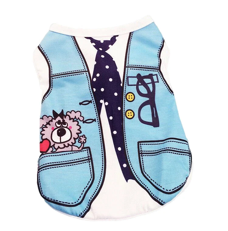 Cartoon Dog Vest - Soft Cotton Spring/Summer Pet Clothes - Pets Personalized