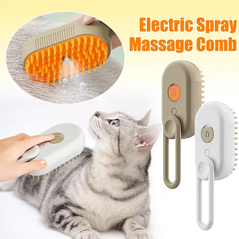 3-in-1 Electric Pet Hair Brush with Spray and Massage - Pets Personalized