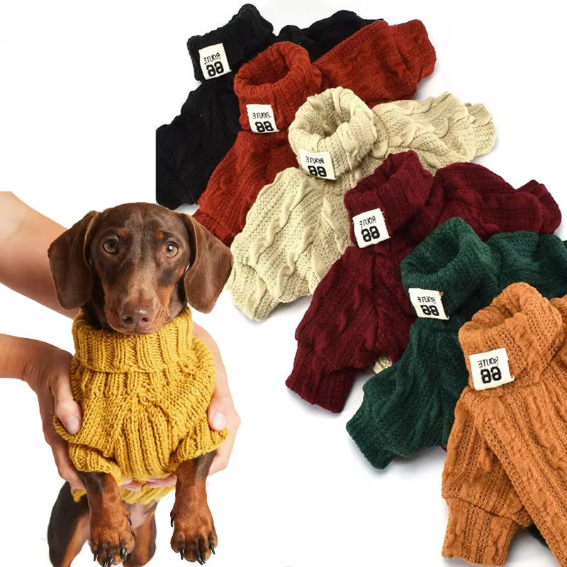 Cozy Turtleneck Dog Sweater – Warm Cotton Knit for Small to Medium Breeds